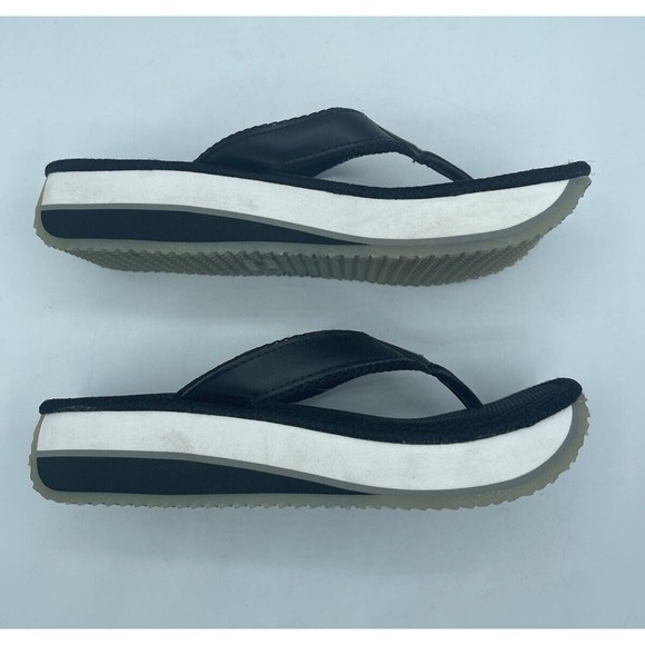 Y2K Vintage Lower East Side Women's Flip Flop Platform Sandals - BLACK, Size 8.5 - Picture 3 of 13
